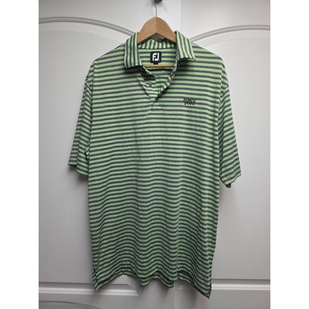 Footjoy Golf Polo Shirt Lime Green Stripes North Texas Men’s Large